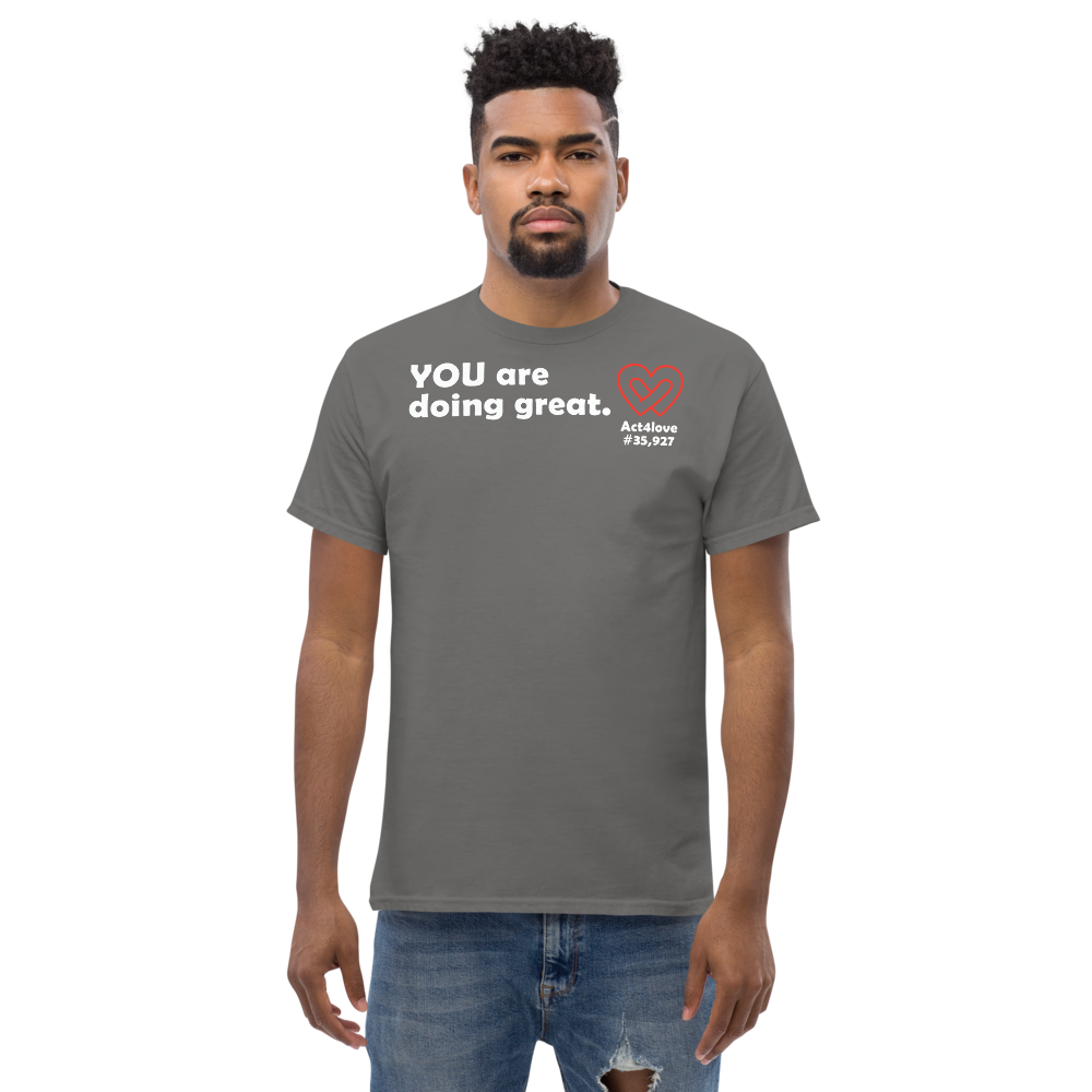 ACT4LOVE™ Uplifting Men Relaxed T-Shirt – White Text (Limited Edition)