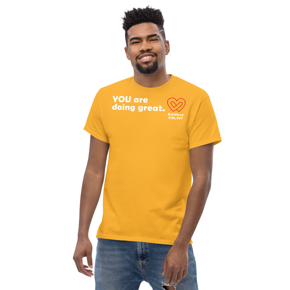 ACT4LOVE™ Uplifting Men Relaxed T-Shirt – White Text (Limited Edition)