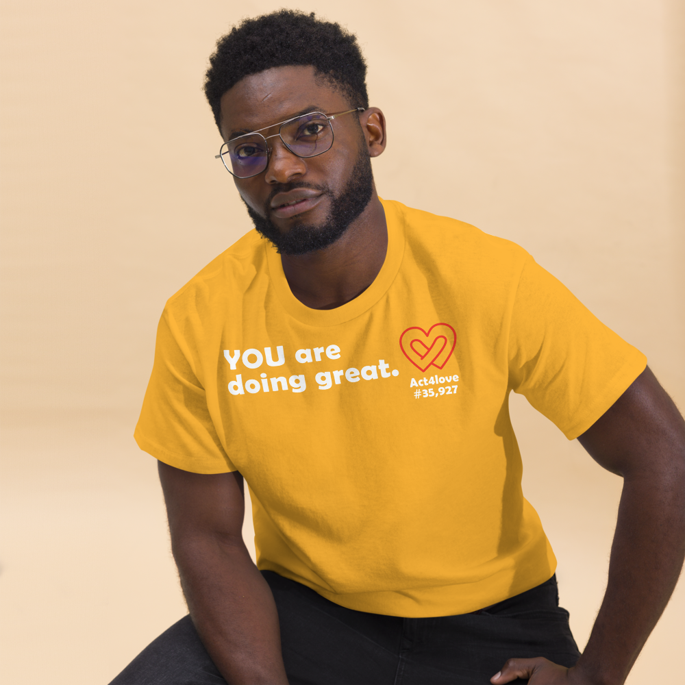 ACT4LOVE™ Uplifting Men Relaxed T-Shirt – White Text (Limited Edition)