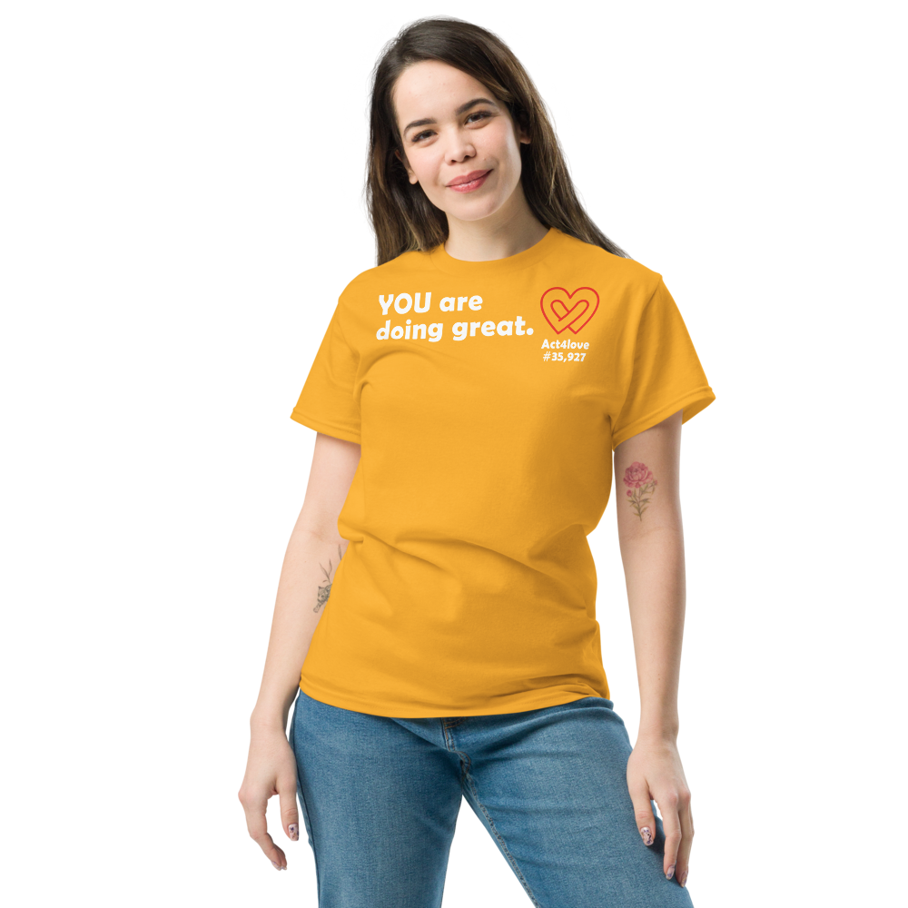 ACT4LOVE™ Uplifting Women Relaxed T-Shirt – White Text (Limited Edition)