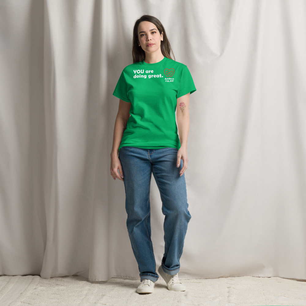 ACT4LOVE™ Uplifting Women Relaxed T-Shirt – White Text (Limited Edition)