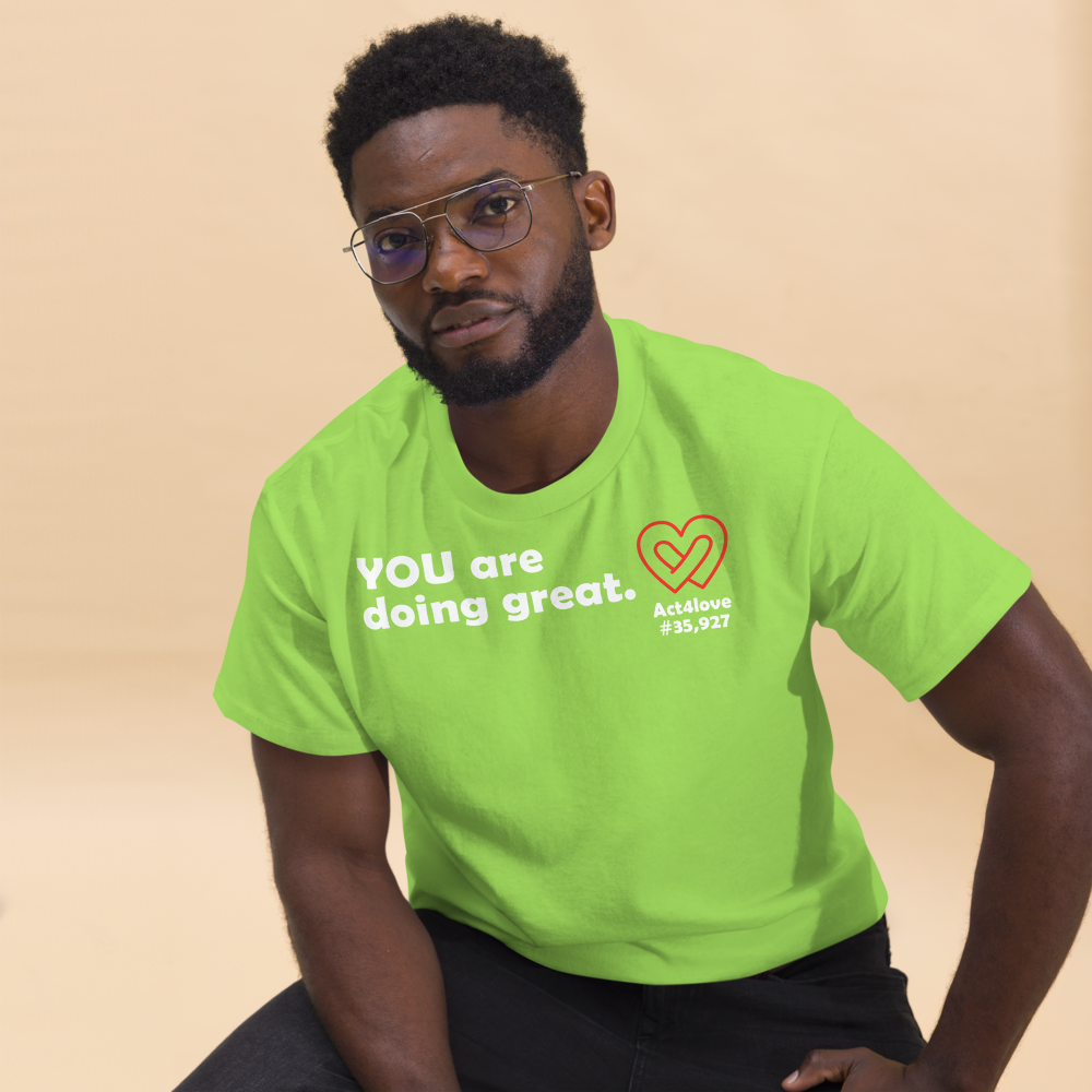 ACT4LOVE™ Uplifting Men Relaxed T-Shirt – White Text (Limited Edition)