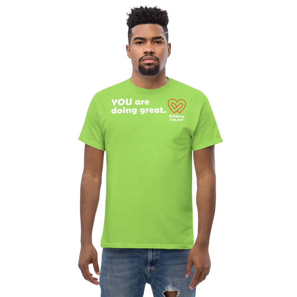 ACT4LOVE™ Uplifting Men Relaxed T-Shirt – White Text (Limited Edition)
