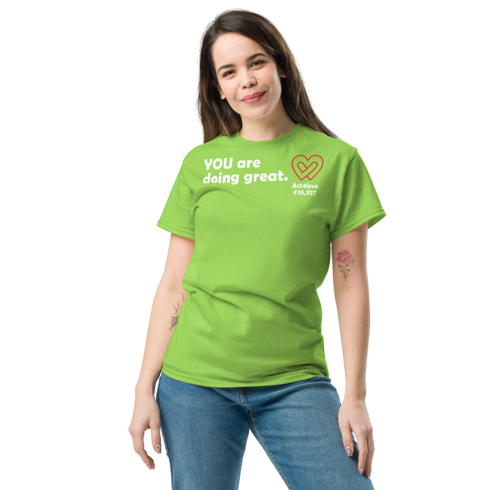 ACT4LOVE™ Uplifting Women Relaxed T-Shirt – White Text (Limited Edition)