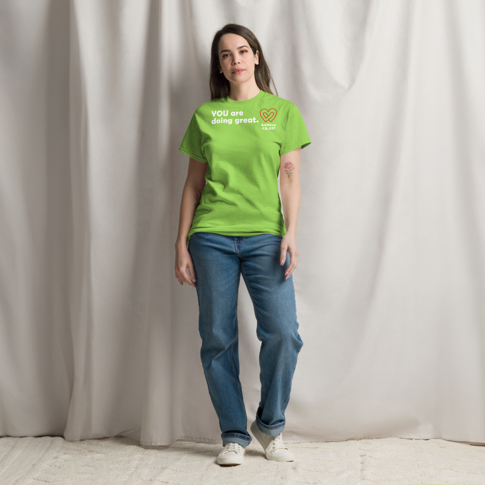 ACT4LOVE™ Uplifting Women Relaxed T-Shirt – White Text (Limited Edition)