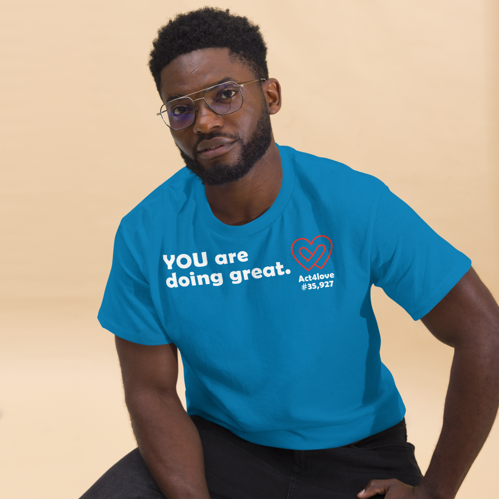 ACT4LOVE™ Uplifting Men Relaxed T-Shirt – White Text (Limited Edition)