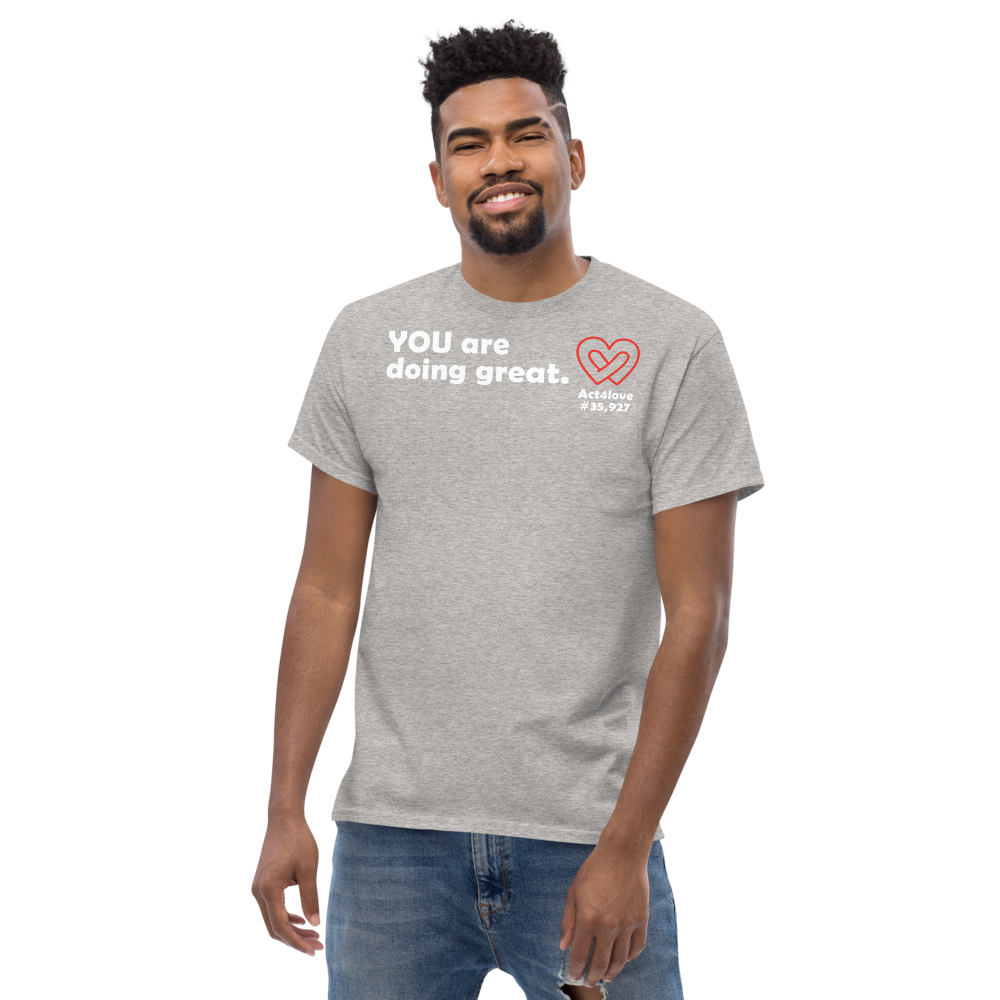 ACT4LOVE™ Uplifting Men Relaxed T-Shirt – White Text (Limited Edition)