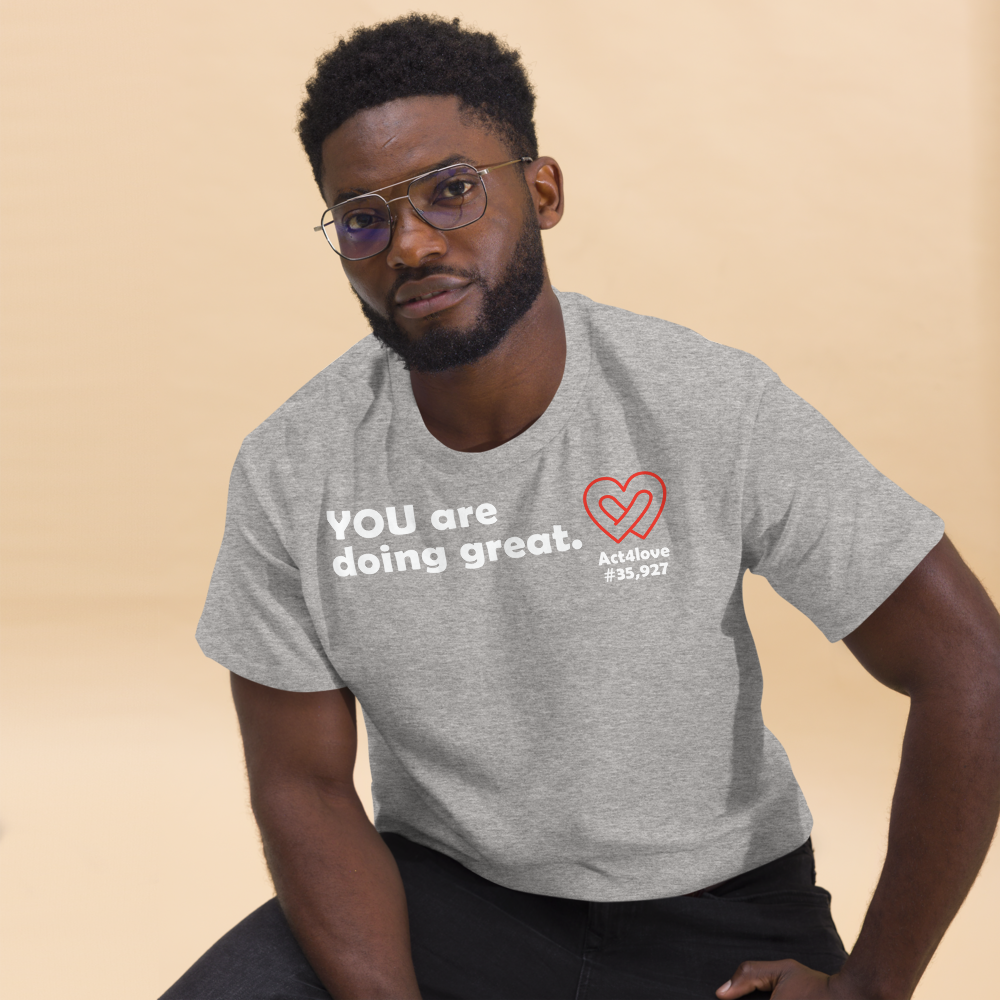 ACT4LOVE™ Uplifting Men Relaxed T-Shirt – White Text (Limited Edition)