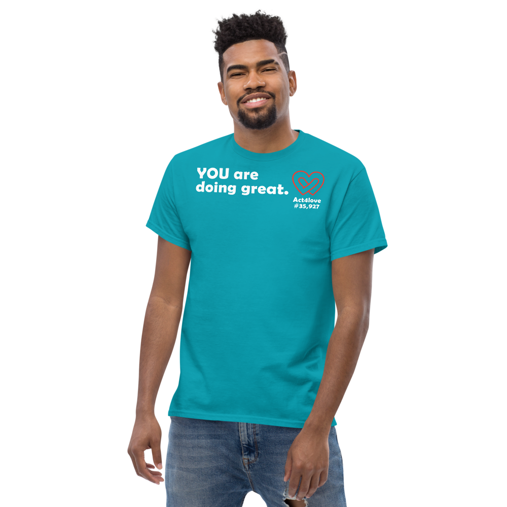 ACT4LOVE™ Uplifting Men Relaxed T-Shirt – White Text (Limited Edition)