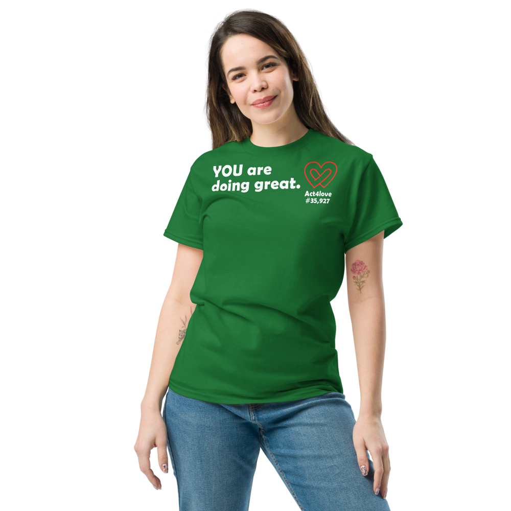 ACT4LOVE™ Uplifting Women Relaxed T-Shirt – White Text (Limited Edition)