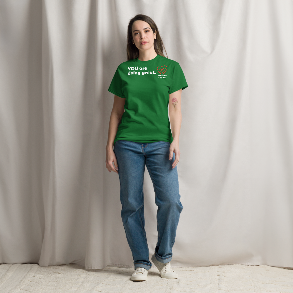 ACT4LOVE™ Uplifting Women Relaxed T-Shirt – White Text (Limited Edition)