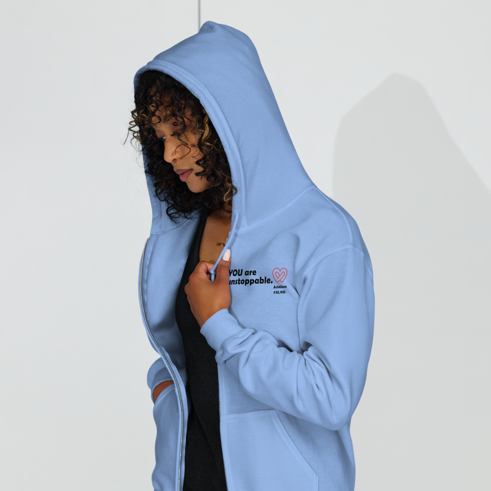 Act4love™ Uplifting Women Zip Hoodie – Black Text (Limited Edition)