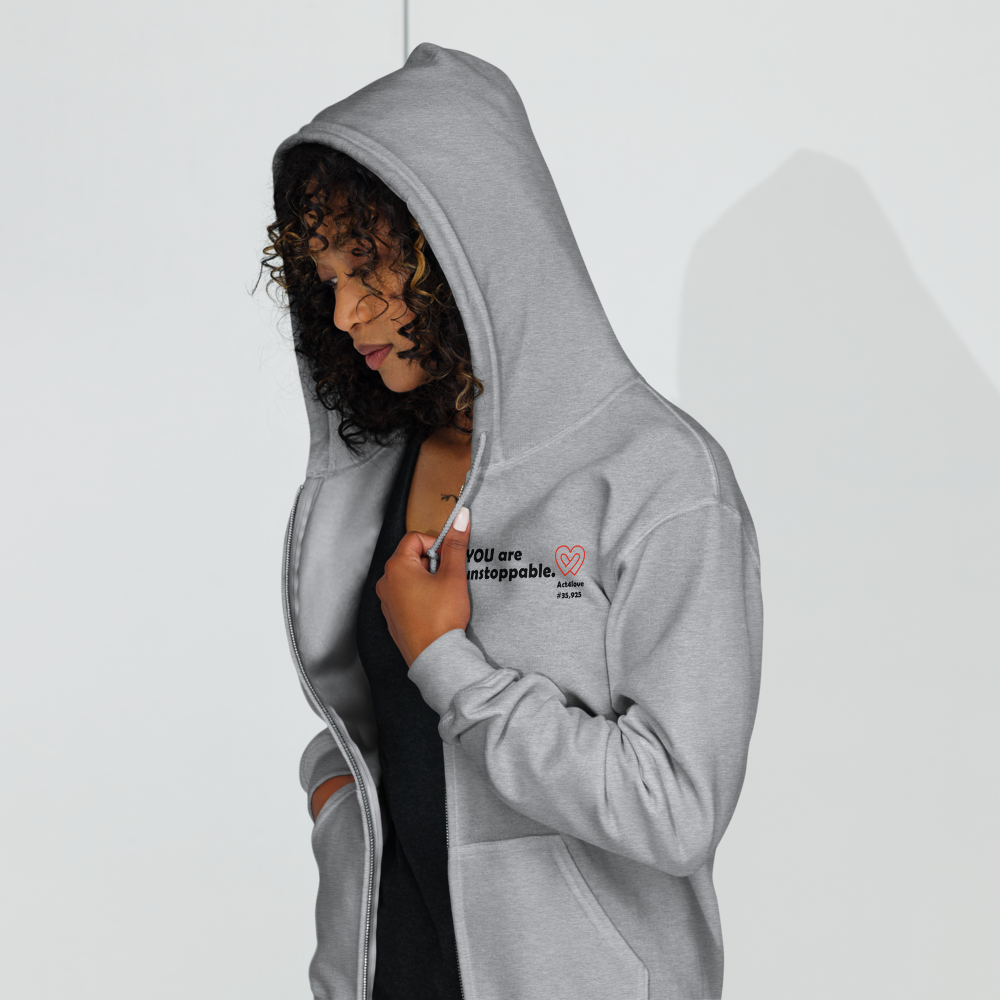 Act4love™ Uplifting Women Zip Hoodie – Black Text (Limited Edition)
