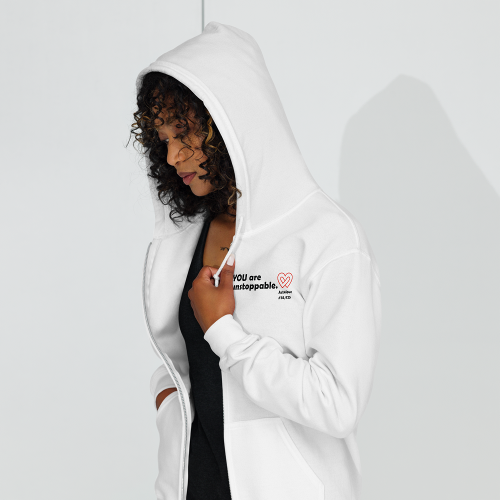 Act4love™ Uplifting Women Zip Hoodie – Black Text (Limited Edition)