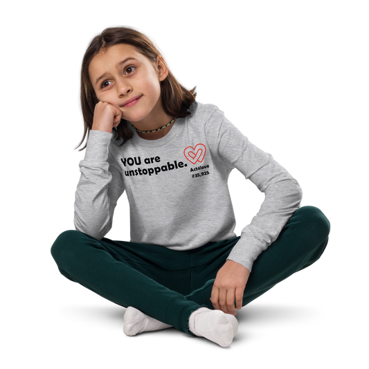 Act4love™ Uplifting Kid Long Sleeve Tee – Black Text (Limited Edition)